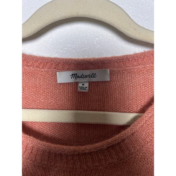 Madewell Alpaca Blend Coral Salmon Sweater w Two Front Pockets Wide Boxy Medium - Picture 3 of 6
